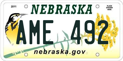 NE license plate AME492