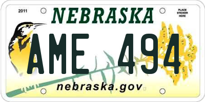 NE license plate AME494