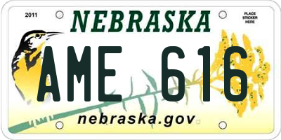 NE license plate AME616