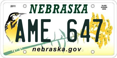 NE license plate AME647