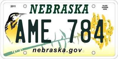 NE license plate AME784