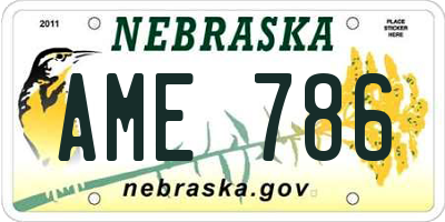 NE license plate AME786