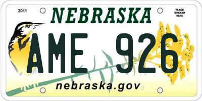 NE license plate AME926