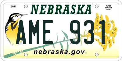 NE license plate AME931