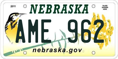 NE license plate AME962
