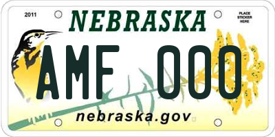 NE license plate AMF000