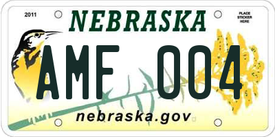 NE license plate AMF004