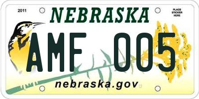NE license plate AMF005