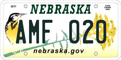 NE license plate AMF020