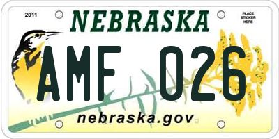 NE license plate AMF026