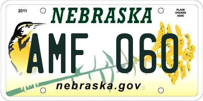 NE license plate AMF060