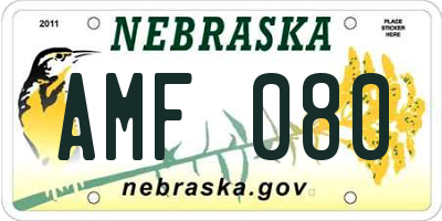 NE license plate AMF080