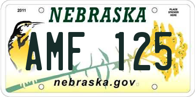 NE license plate AMF125