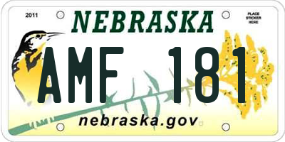 NE license plate AMF181