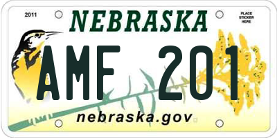 NE license plate AMF201