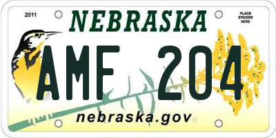 NE license plate AMF204