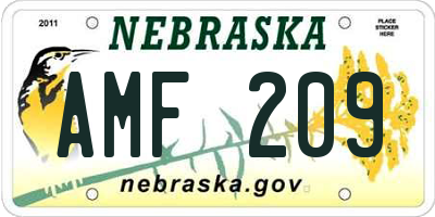 NE license plate AMF209