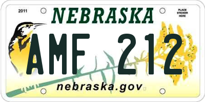 NE license plate AMF212