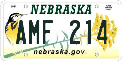 NE license plate AMF214