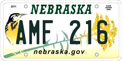 NE license plate AMF216