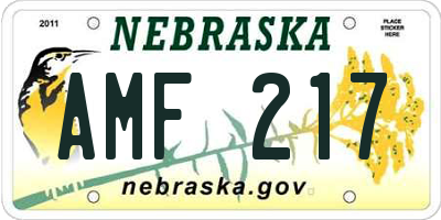 NE license plate AMF217