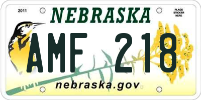 NE license plate AMF218