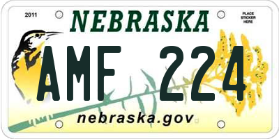 NE license plate AMF224