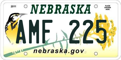 NE license plate AMF225