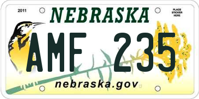 NE license plate AMF235