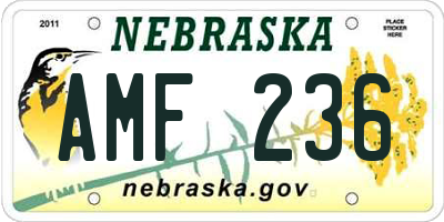 NE license plate AMF236