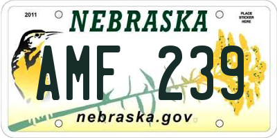NE license plate AMF239