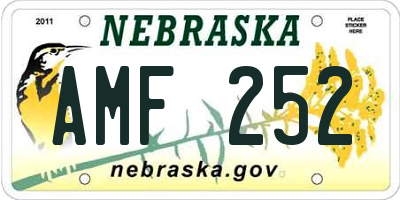 NE license plate AMF252