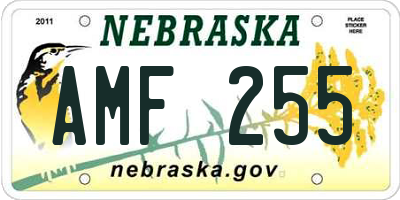 NE license plate AMF255