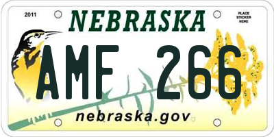 NE license plate AMF266