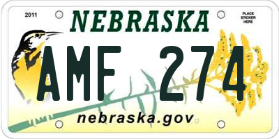 NE license plate AMF274