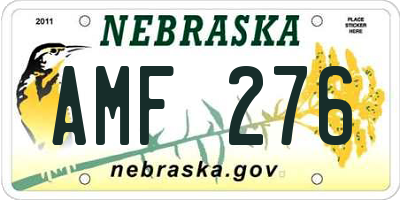 NE license plate AMF276