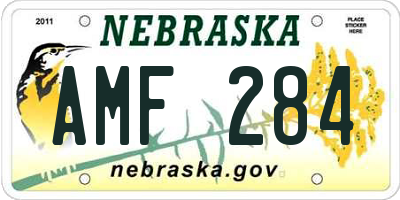 NE license plate AMF284