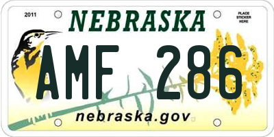 NE license plate AMF286
