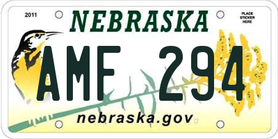 NE license plate AMF294