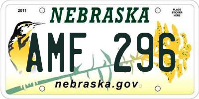 NE license plate AMF296