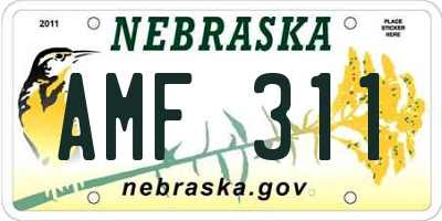 NE license plate AMF311