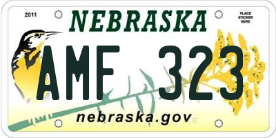 NE license plate AMF323