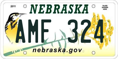 NE license plate AMF324