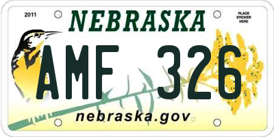 NE license plate AMF326