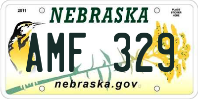 NE license plate AMF329