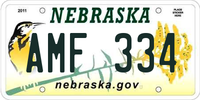 NE license plate AMF334