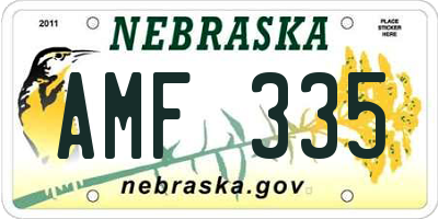 NE license plate AMF335