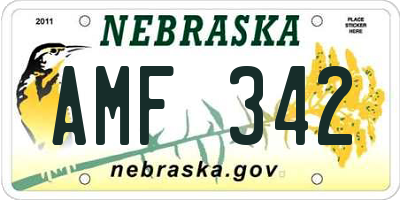 NE license plate AMF342