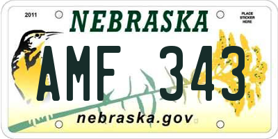 NE license plate AMF343