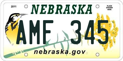 NE license plate AMF345